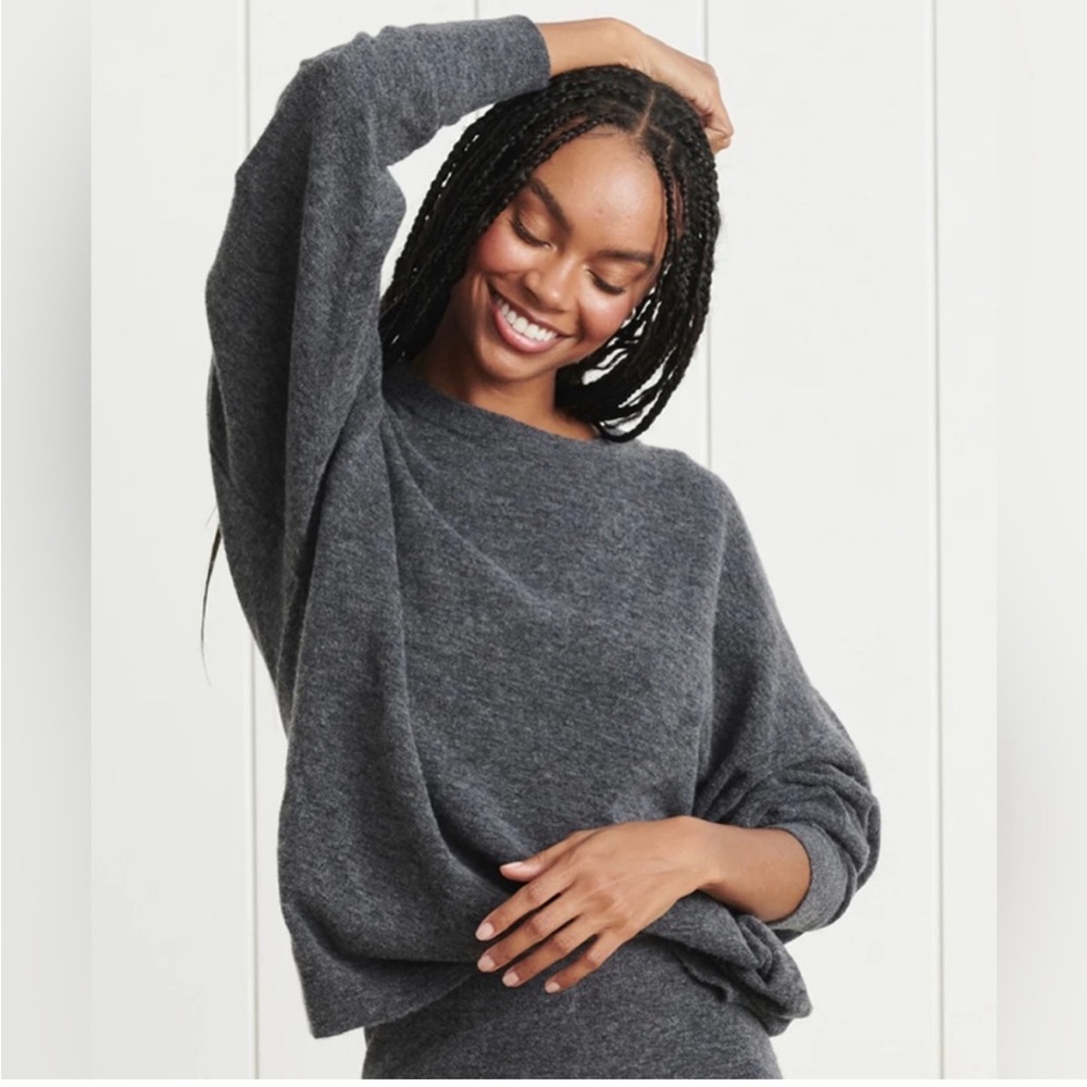Jenni Kayne Charcoal Gray Marina Pullover Sweater Merino Wool Cashmere Blend XS
